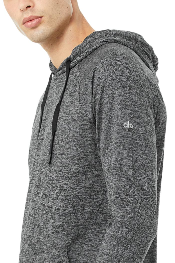 Grey Alo Yoga The Conquer Men\'s Hoodie | 93854ABRD