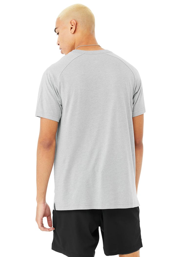 Grey Alo Yoga The Triumph Crew Neck Tee Men's Short Sleeve | 50673RHZS