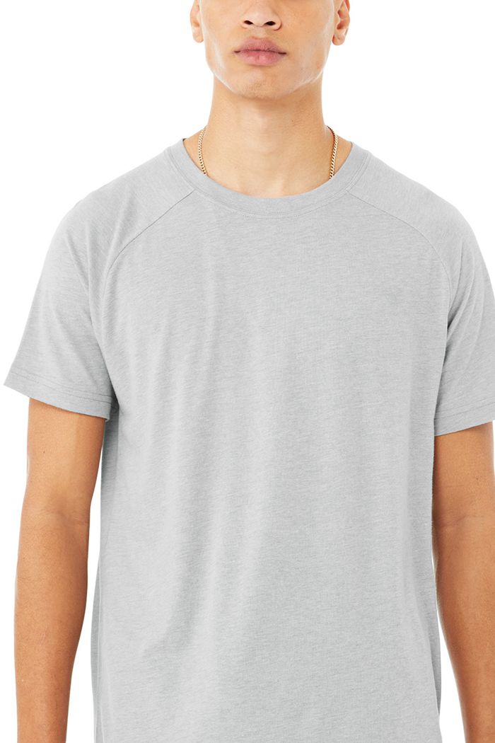 Grey Alo Yoga The Triumph Crew Neck Tee Men's Short Sleeve | 50673RHZS