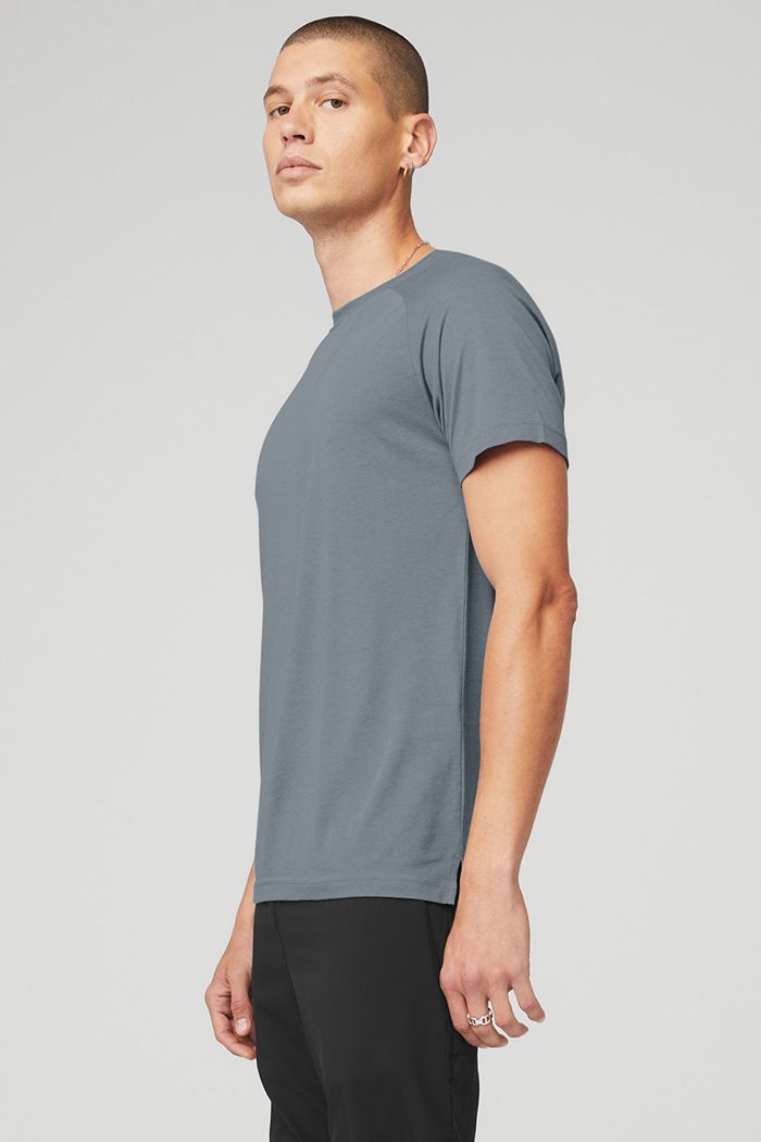 Grey Alo Yoga The Triumph Crew Neck Tee Men's Short Sleeve | 57824NXMC