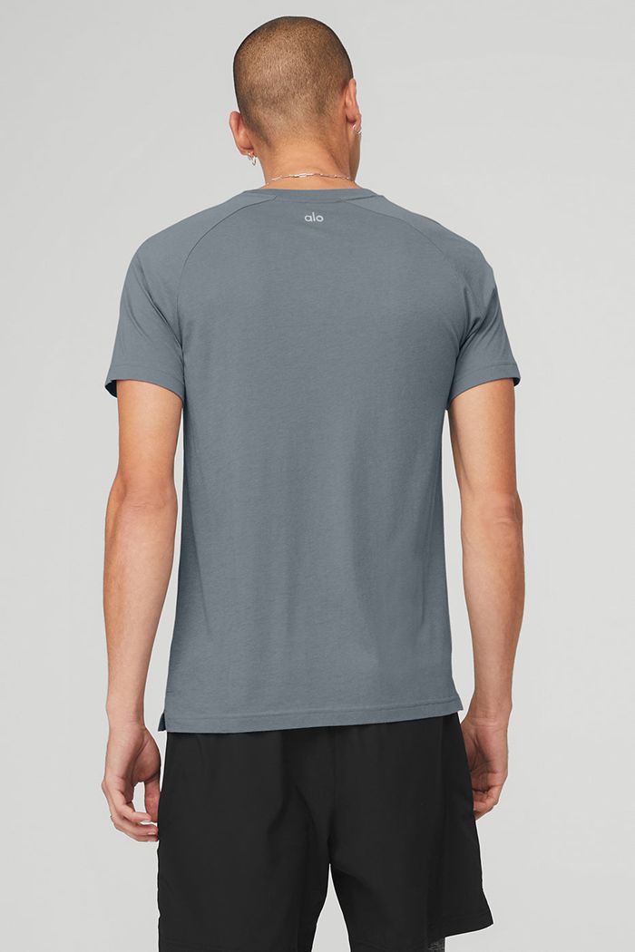 Grey Alo Yoga The Triumph Crew Neck Tee Men's Short Sleeve | 57824NXMC