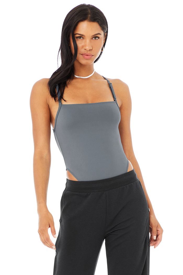 Grey Alo Yoga Thrill Seeker Women's Bodysuit | 08927JAOK