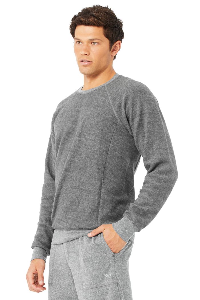 Grey Alo Yoga Triumph Crew Neck Sweatshirt Men's Long Sleeve | 32504JGCT