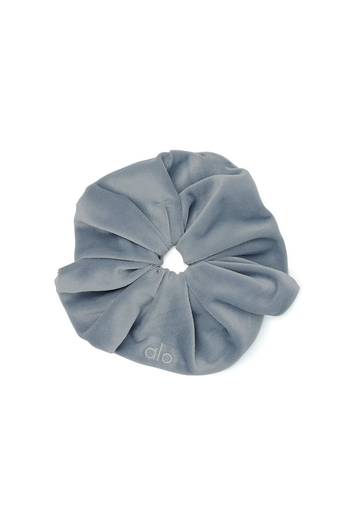 Grey Alo Yoga Velour Oversized Women\'s Scrunchie | 49587LZVW