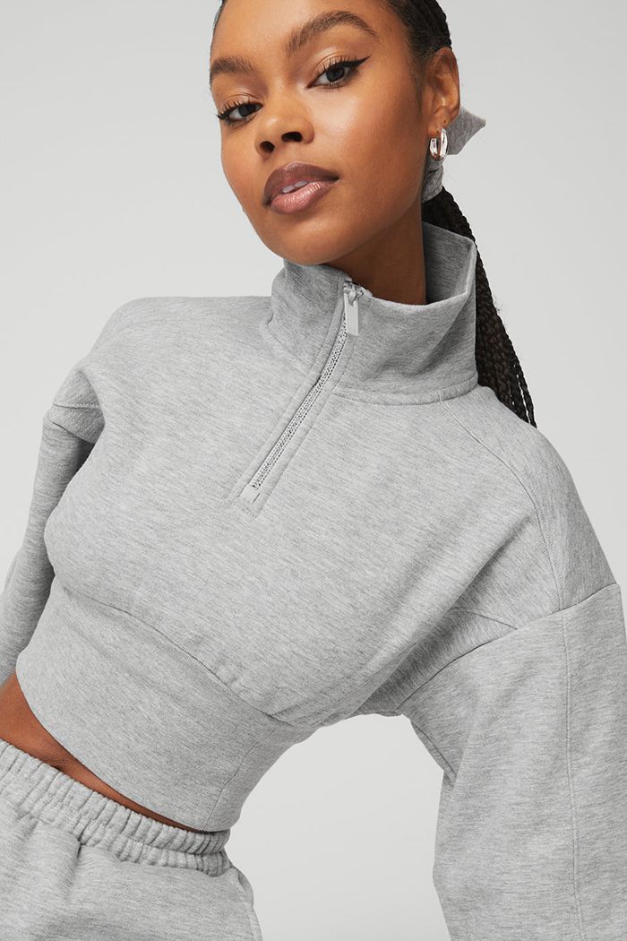 Grey Alo Yoga Vixen Fleece 1/4 Zip Women's Jackets | 28063EGZM