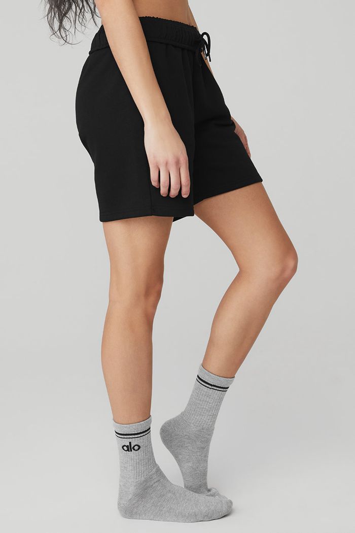 Grey Black Alo Yoga Half-Crew Throwback Women's Socks | 53098NTCG