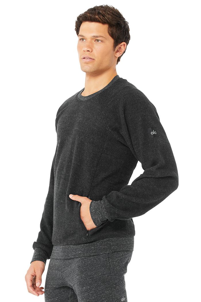 Grey Black Alo Yoga Triumph Crew Neck Sweatshirt Men's Long Sleeve | 71632DQIK