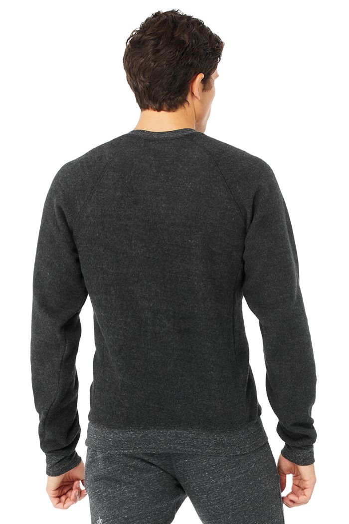 Grey Black Alo Yoga Triumph Crew Neck Sweatshirt Men's Long Sleeve | 71632DQIK