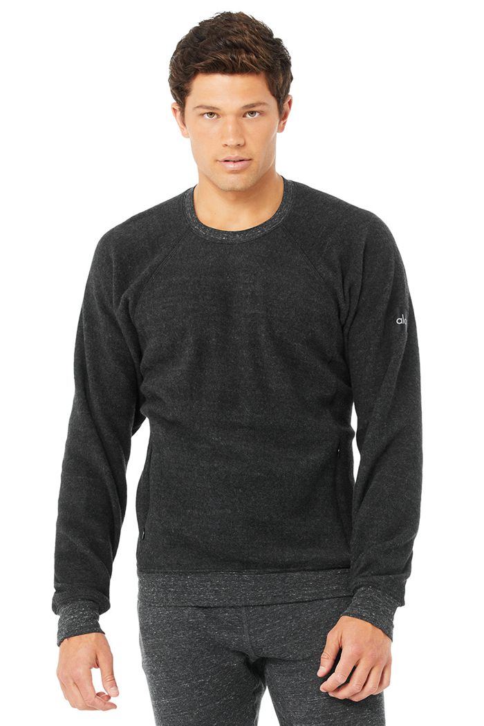 Grey Black Alo Yoga Triumph Crew Neck Sweatshirt Men\'s Long Sleeve | 71632DQIK