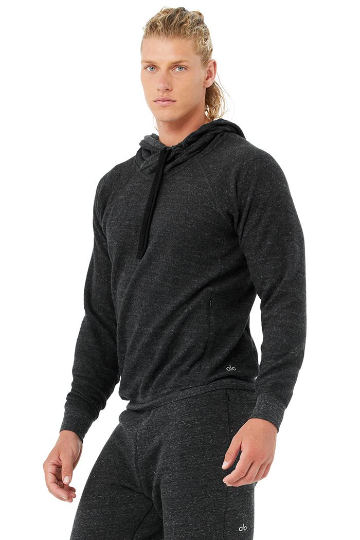 Grey Black Alo Yoga Triumph Men's Hoodie | 49328NCZE