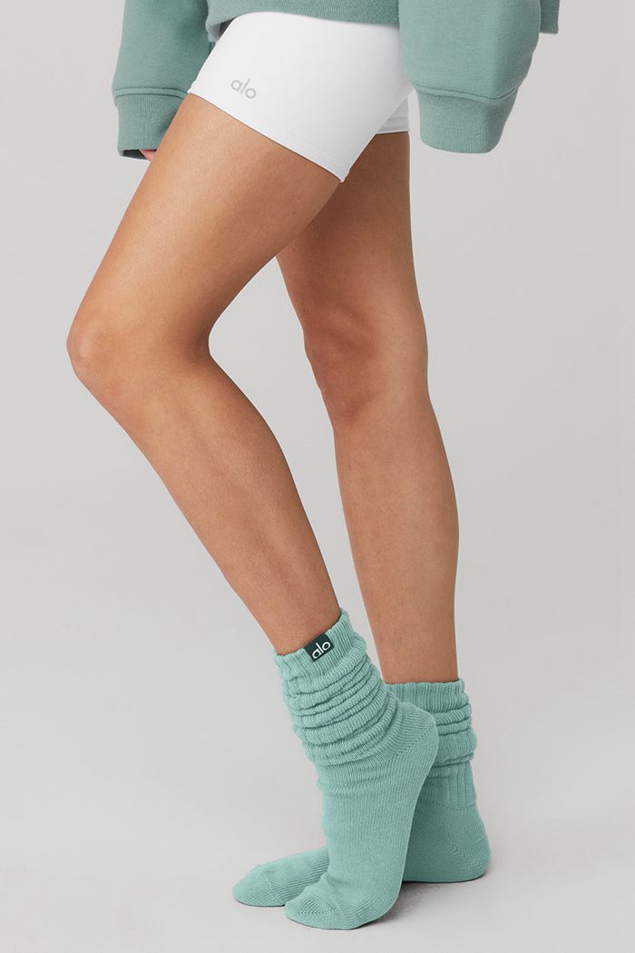 Light Blue Alo Yoga Scrunch Men's Socks | 61240MYKB