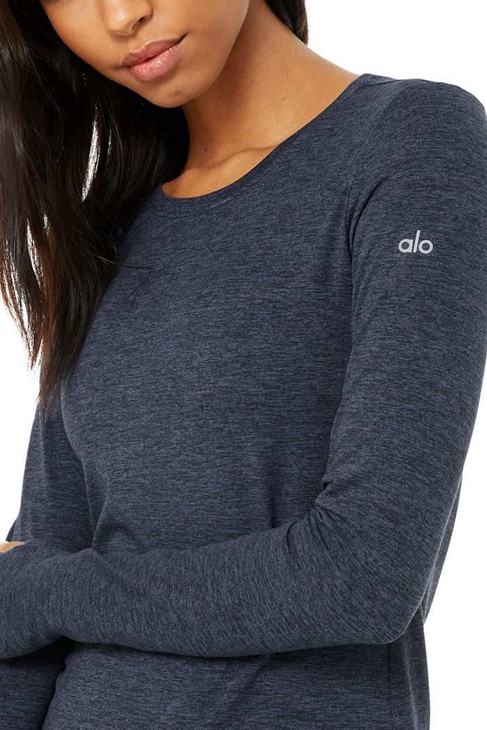 Navy Alo Yoga Alosoft Finesse Women's Long Sleeve | 70326ACTV