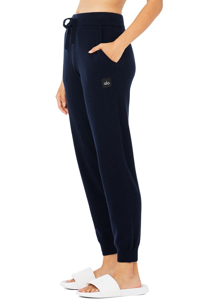 Navy Alo Yoga High-Waist Cashmere Jet Set Women's Pants | 63275MEST