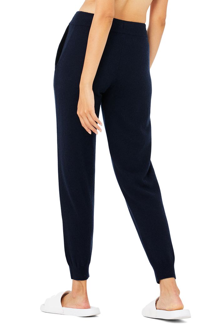 Navy Alo Yoga High-Waist Cashmere Jet Set Women's Pants | 63275MEST