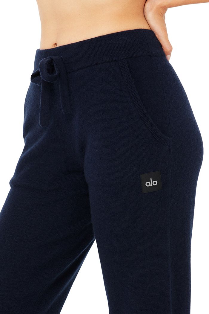 Navy Alo Yoga High-Waist Cashmere Jet Set Women's Pants | 63275MEST