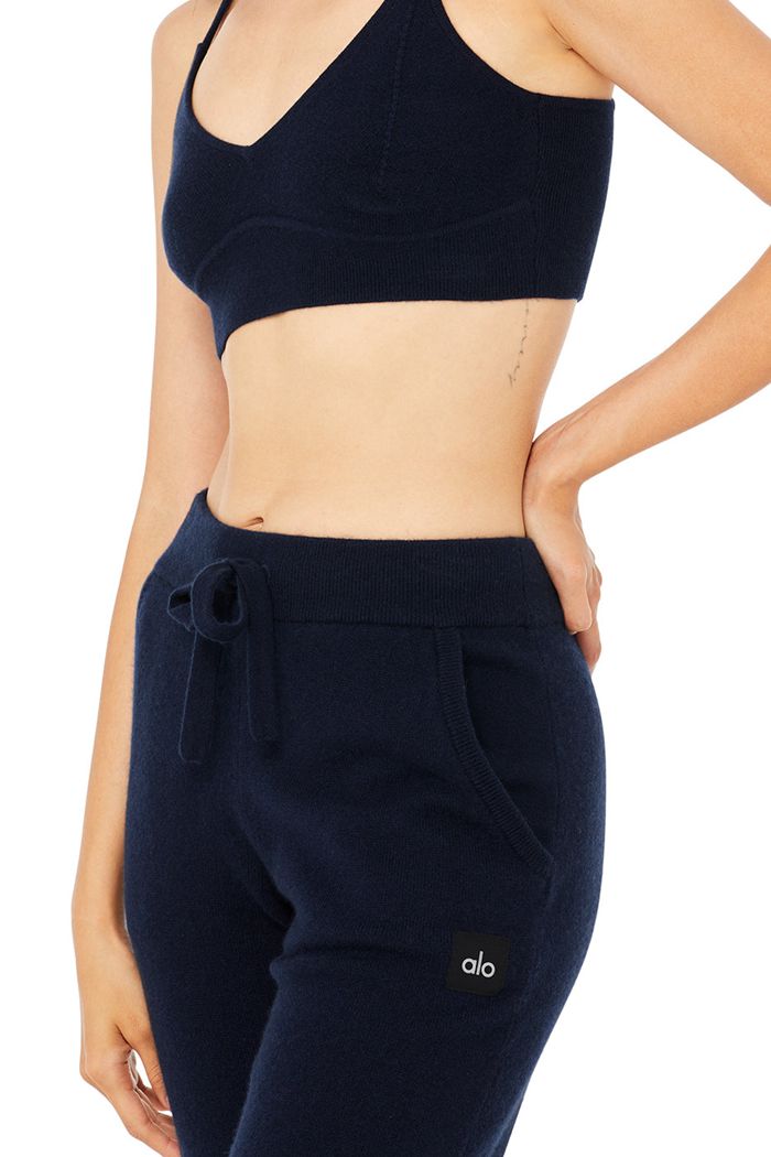 Navy Alo Yoga High-Waist Cashmere Jet Set Women's Pants | 63275MEST