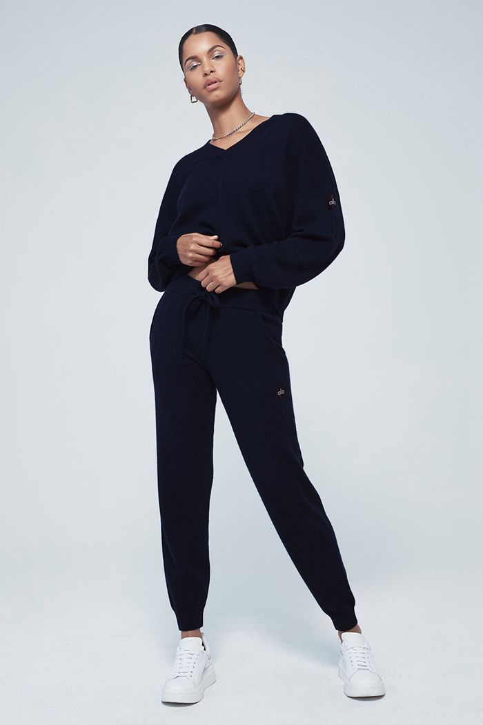 Navy Alo Yoga High-Waist Cashmere Jet Set Women's Pants | 63275MEST