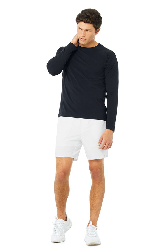 Navy Alo Yoga Idol Performance Tee Men's Long Sleeve | 03458SKOB