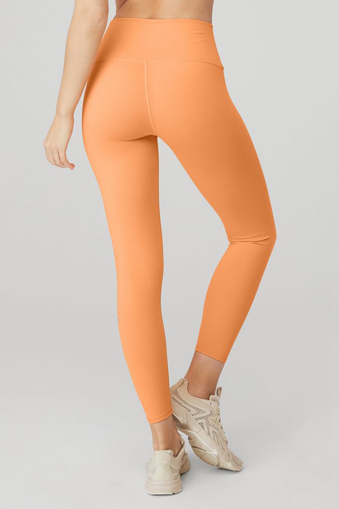 Orange Alo Yoga 7/8 High-Waist Airbrush Women's Leggings | 13245QNVU