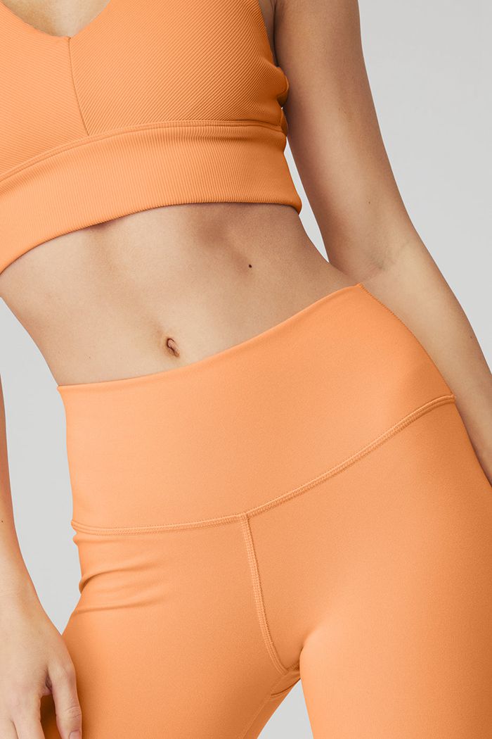 Orange Alo Yoga 7/8 High-Waist Airbrush Women's Leggings | 13245QNVU