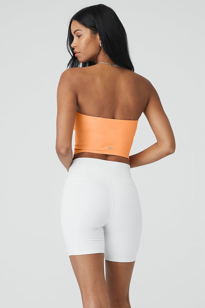 Orange Alo Yoga Alosoft Convertible Sunkissed Bandeau Women's Tank Tops | 47695NIYE