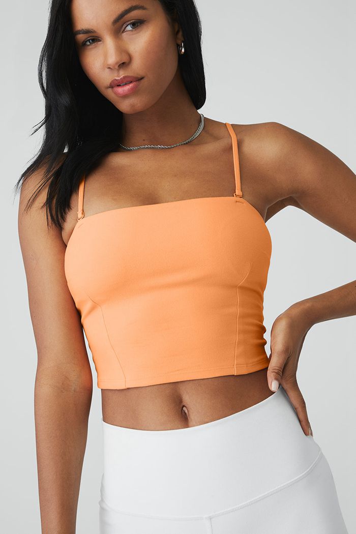 Orange Alo Yoga Alosoft Convertible Sunkissed Bandeau Women's Tank Tops | 47695NIYE