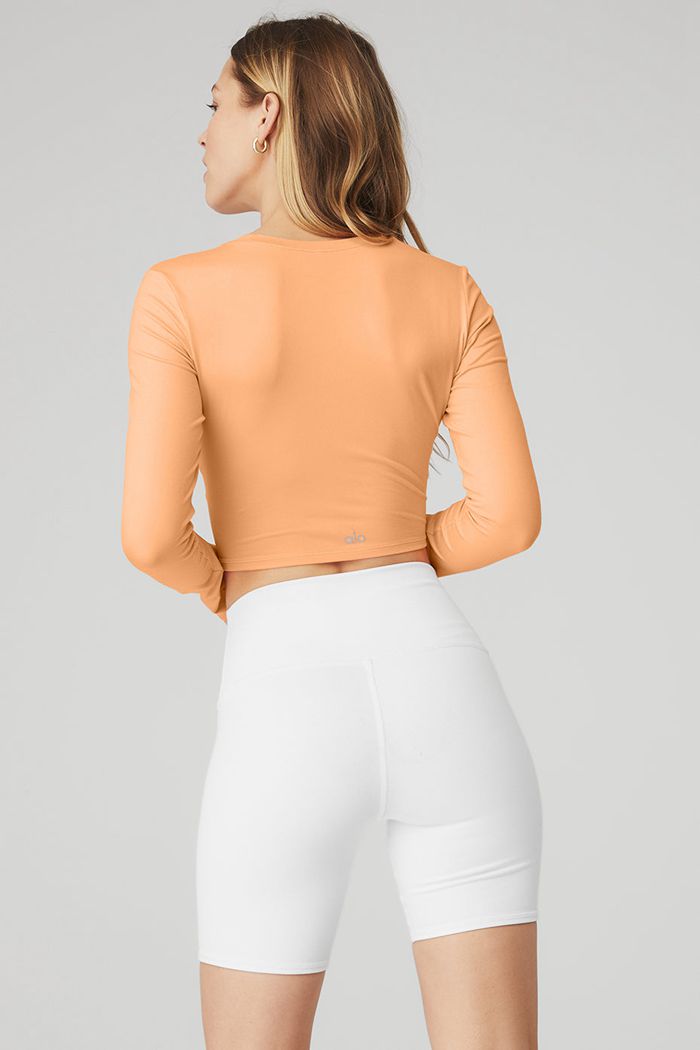 Orange Alo Yoga Alosoft Crop Finesse Women's Long Sleeve | 05269MTJK