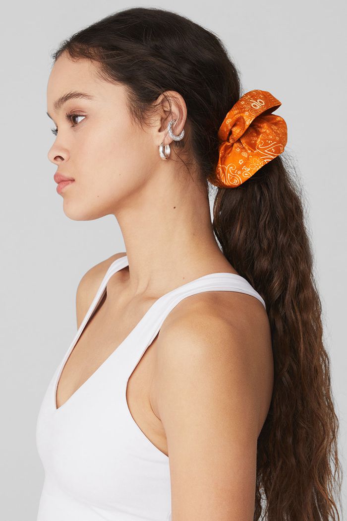 Orange Alo Yoga Bandana Oversized Women's Scrunchie | 90237WAGF