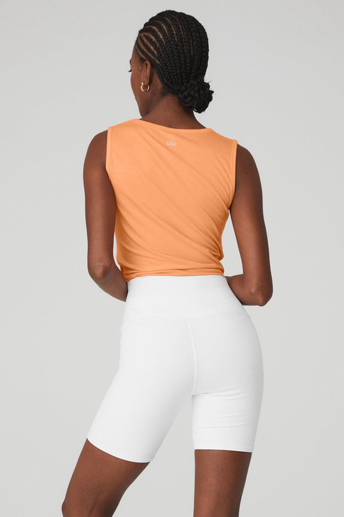 Orange Alo Yoga Cover Women's Tank Tops | 74613CSDA