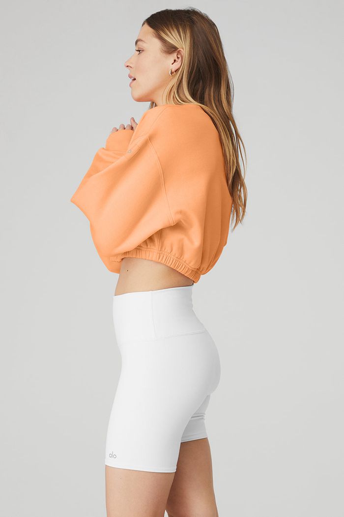 Orange Alo Yoga Devotion Crew Neck Women's Pullover | 17058IXNO