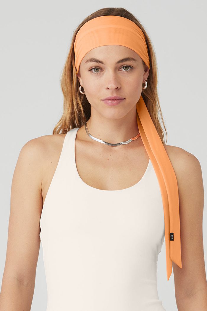 Orange Alo Yoga Fresh Mesh Tie Women's Headband | 54368XCFN