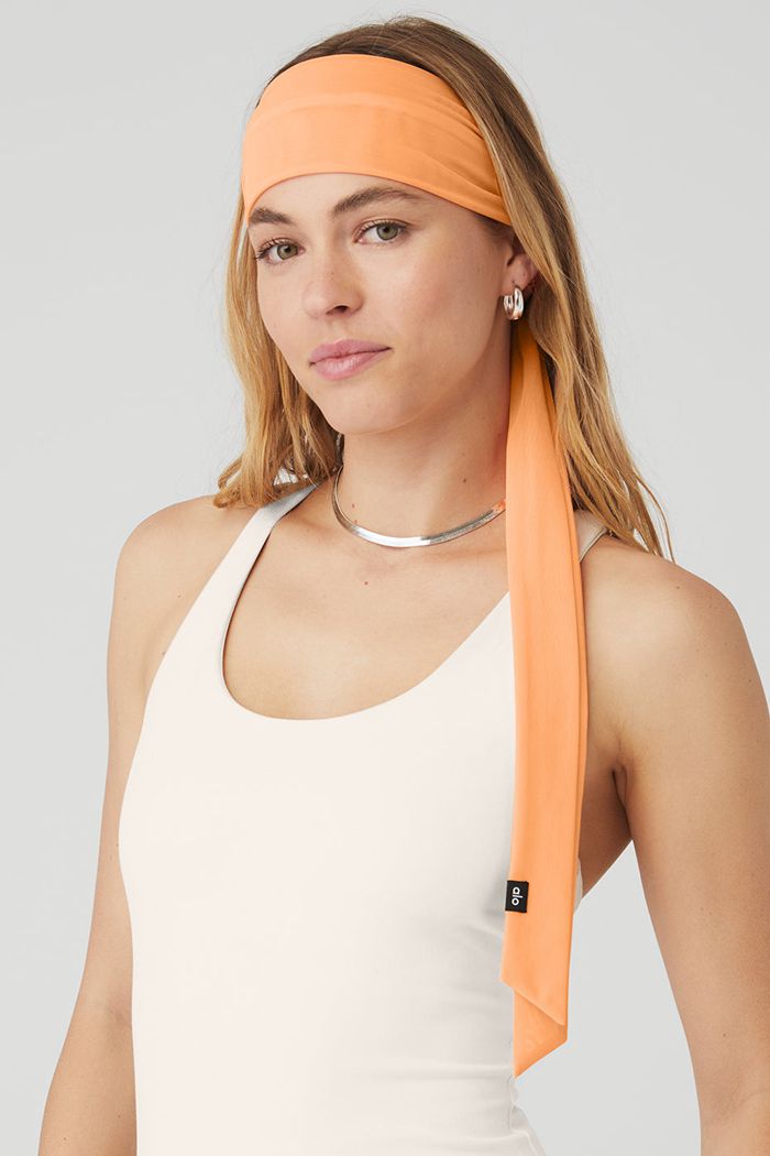 Orange Alo Yoga Fresh Mesh Tie Women's Headband | 54368XCFN