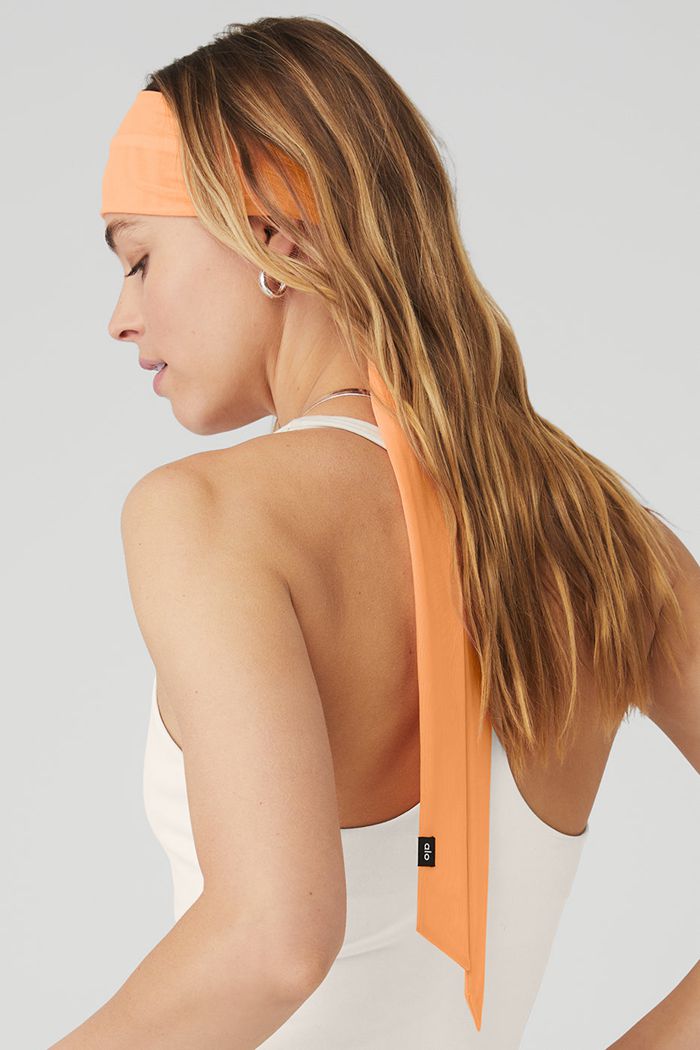 Orange Alo Yoga Fresh Mesh Tie Women's Headband | 54368XCFN