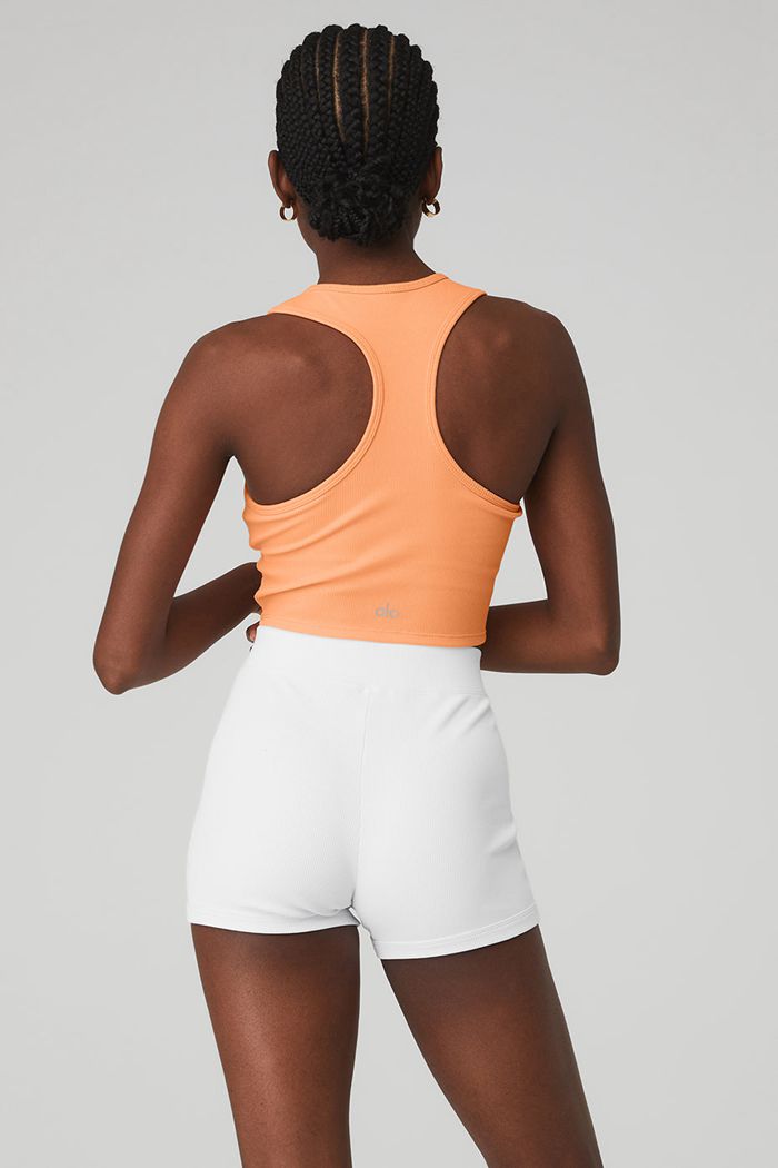 Orange Alo Yoga Goddess Ribbed Cropped Racerback Women's Tank Tops | 70681ICSX