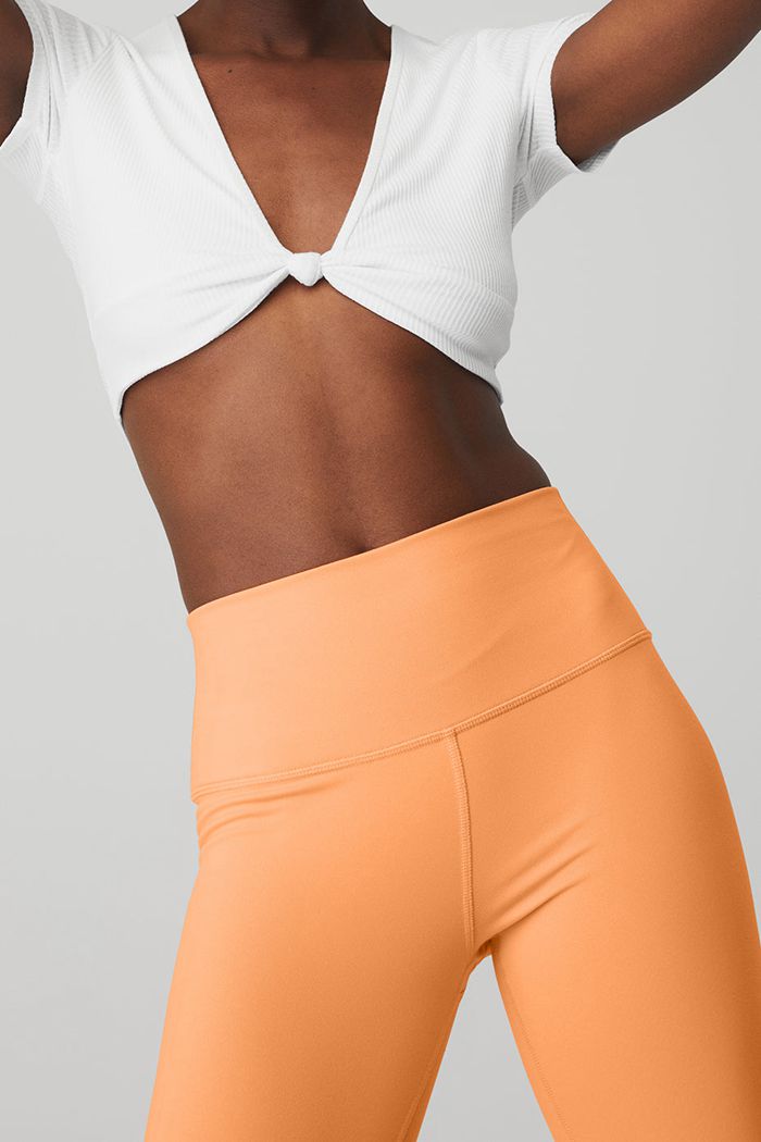 Orange Alo Yoga High-Waist Airbrush Women's Leggings | 61428GLFX