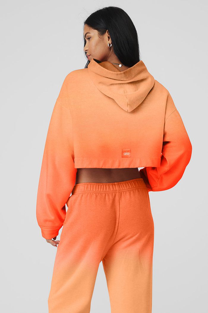 Orange Alo Yoga Ombre Bae Women's Hoodie | 98753QRWI