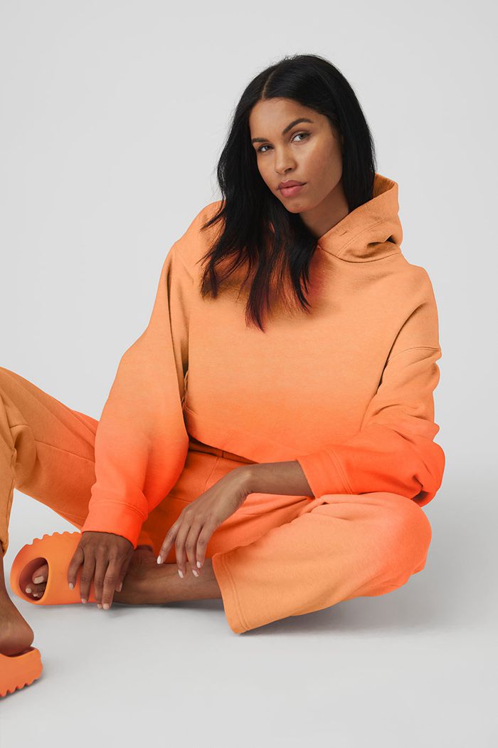 Orange Alo Yoga Ombre Bae Women's Hoodie | 98753QRWI