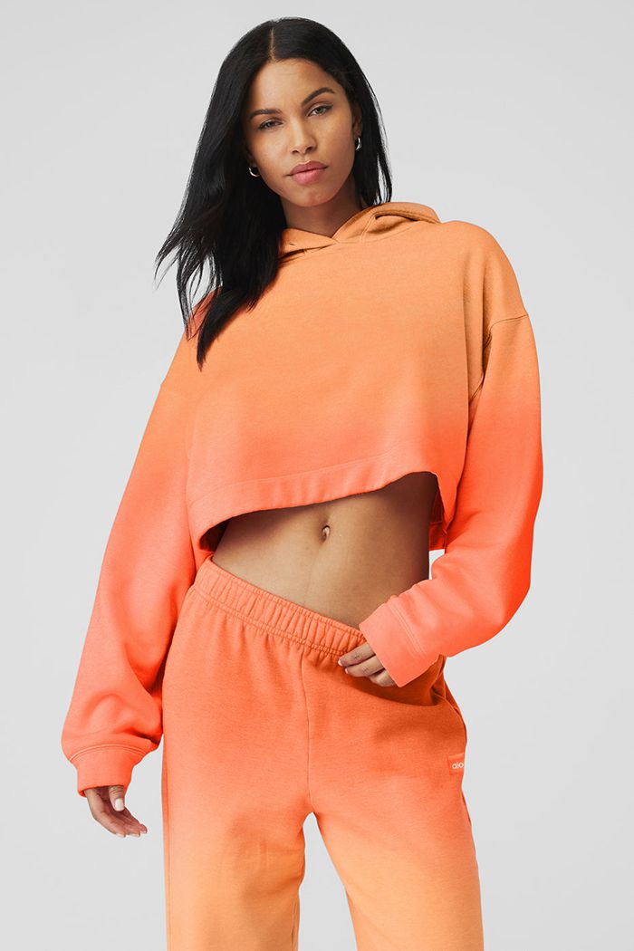 Orange Alo Yoga Ombre Bae Women\'s Hoodie | 98753QRWI