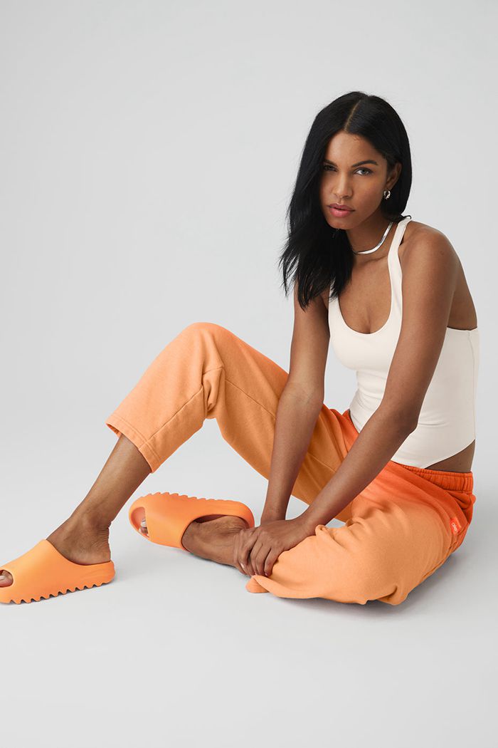 Orange Alo Yoga Straight Leg Ombre Sweat Women's Pants | 54891XZKT