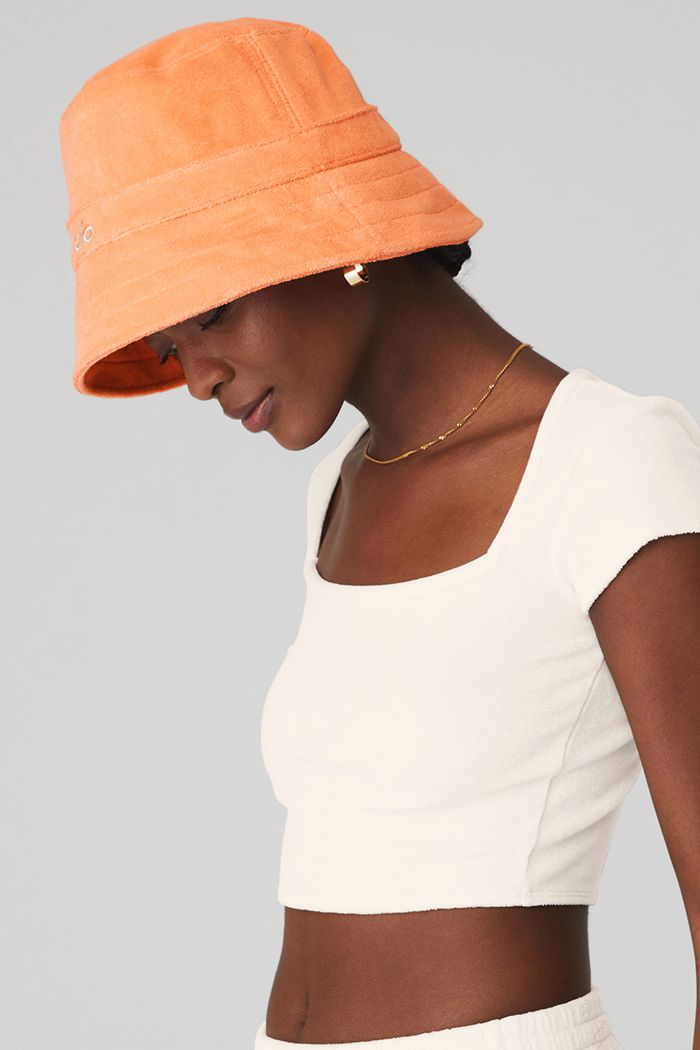 Orange Alo Yoga Terry Beachside Bucket Women's Hats | 39057CBWS