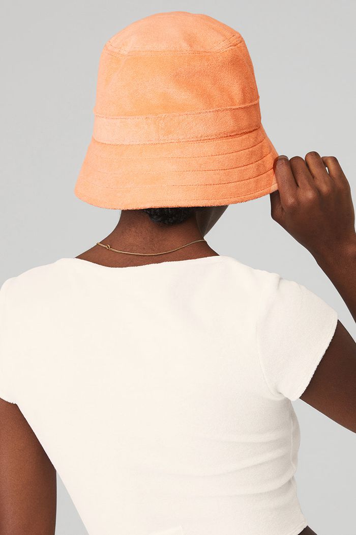 Orange Alo Yoga Terry Beachside Bucket Women's Hats | 39057CBWS