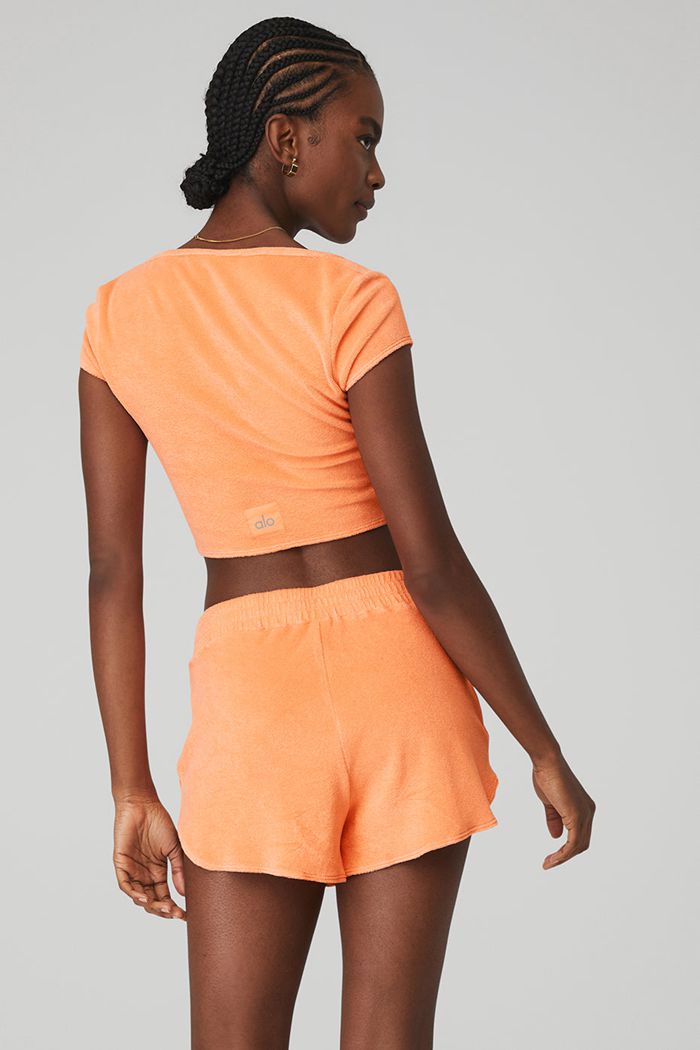 Orange Alo Yoga Terry Beachside Women's Short Sleeve | 82367NQLG