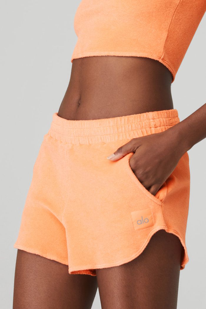 Orange Alo Yoga Terry High-Waist Beachside Women's Short | 71865GLBE