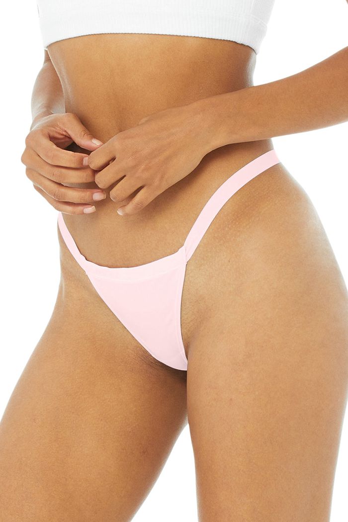 Pink Alo Yoga Airbrush Invisible String Thong Women's Underwear | 62380UQPY