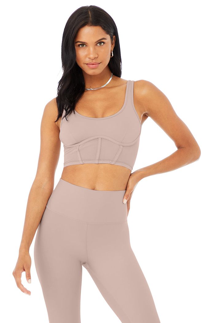 Pink Alo Yoga Airbrush Mesh Corset Women\'s Tank Tops | 39016YQBU