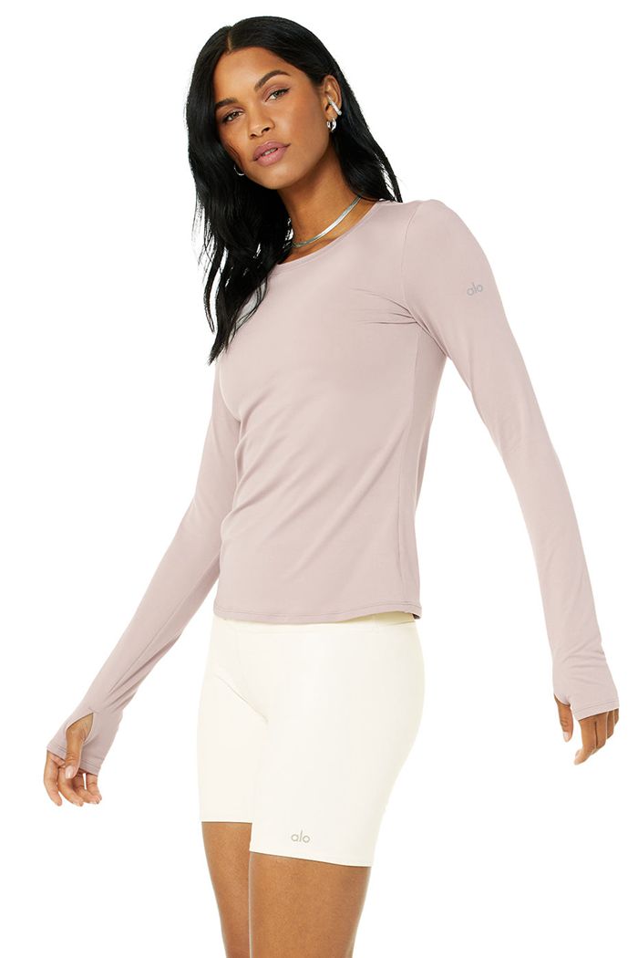 Pink Alo Yoga Alosoft Finesse Women's Long Sleeve | 42068JHSP