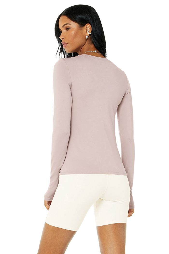 Pink Alo Yoga Alosoft Finesse Women's Long Sleeve | 42068JHSP