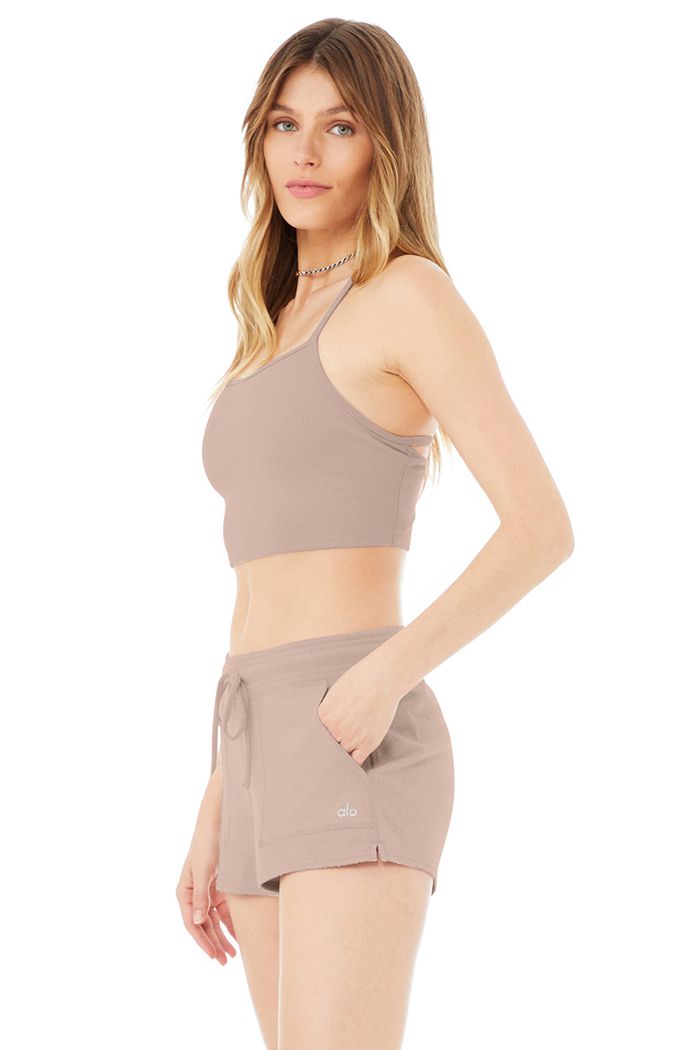 Pink Alo Yoga Alosoft Ribbed Crop Calm Women's Tank Tops | 24073AXNQ