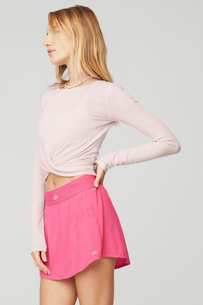 Pink Alo Yoga Cover Women's Long Sleeve | 86431ADGT