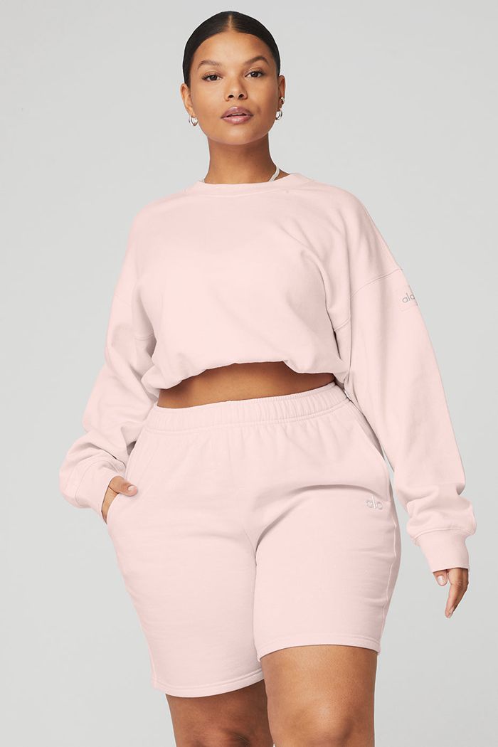 Pink Alo Yoga Devotion Crew Neck Women's Pullover | 21458GLBC